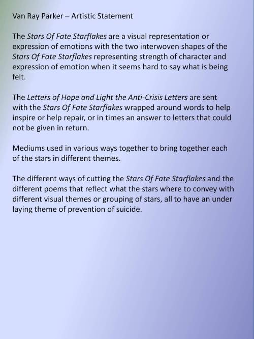 artistic statement-STARS OF FATE STARFLAKES